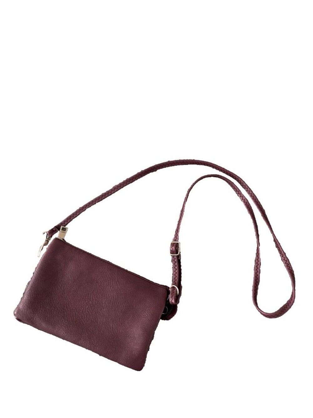 Jen And Co Purple/Burgundy Crossbody Purse 8x5" Wristlet Attachment 3 pocket